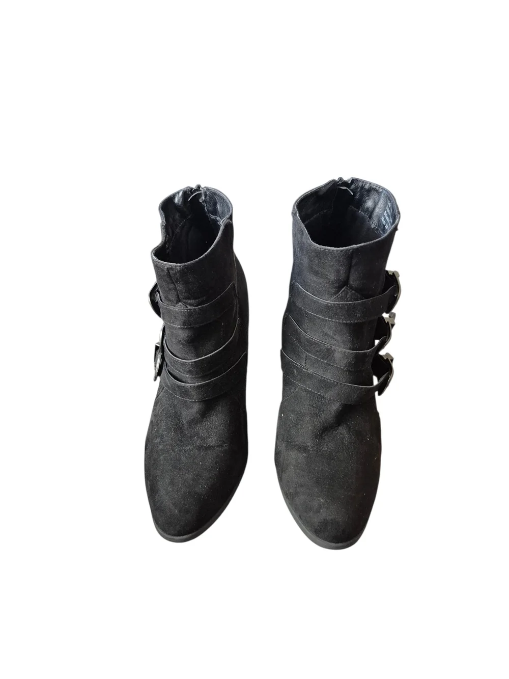 Lane Bryant Black Suede Buckle‎ Ankle Boots 11 W